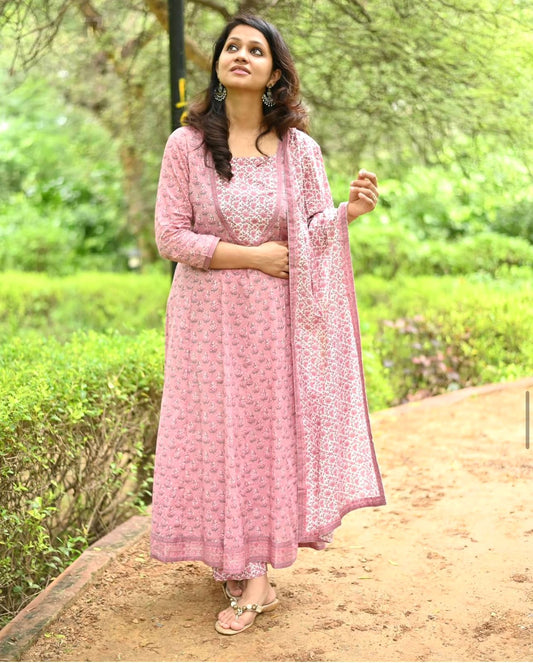 OP Cotton Anarkali Suit Set