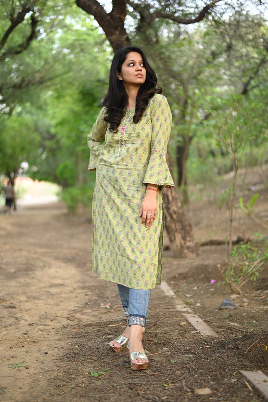 Bhama bell sleeves cotton kurti