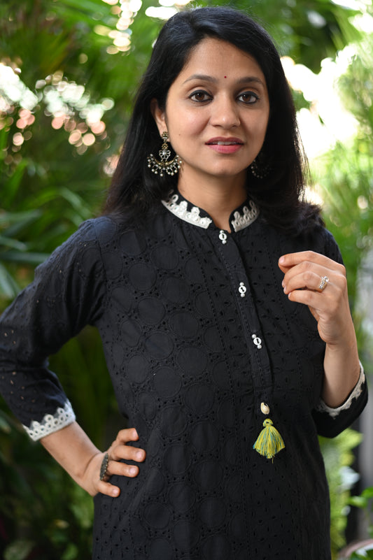 Meera Cotton Schiffli Kurta Pant