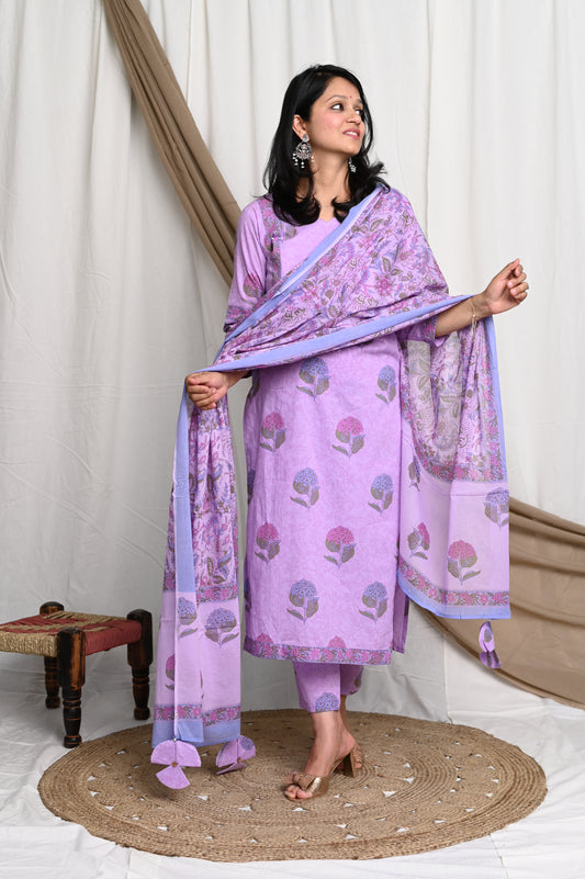 Lilac cotton suit set