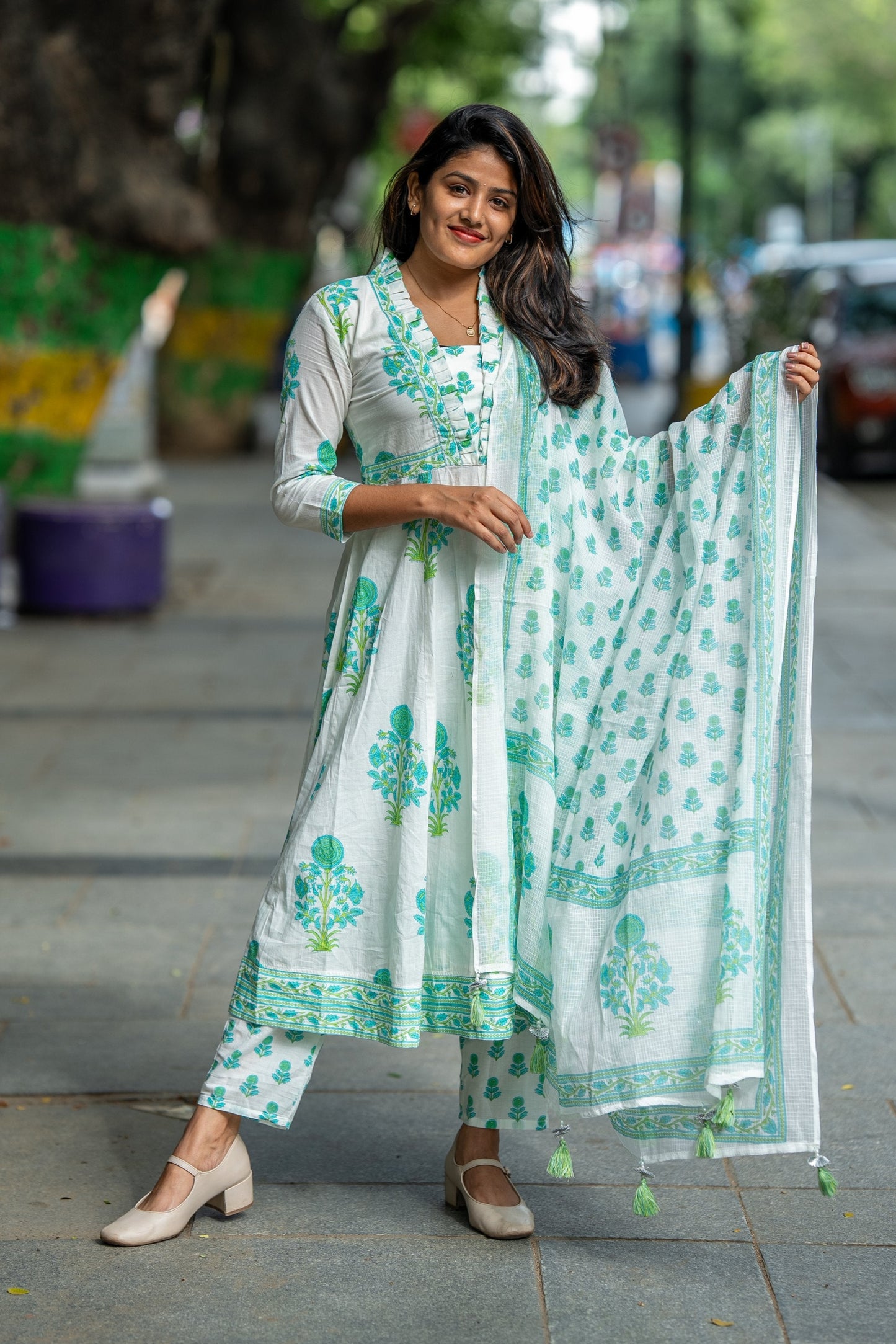 Nargis Mint Anarkali Suit Set