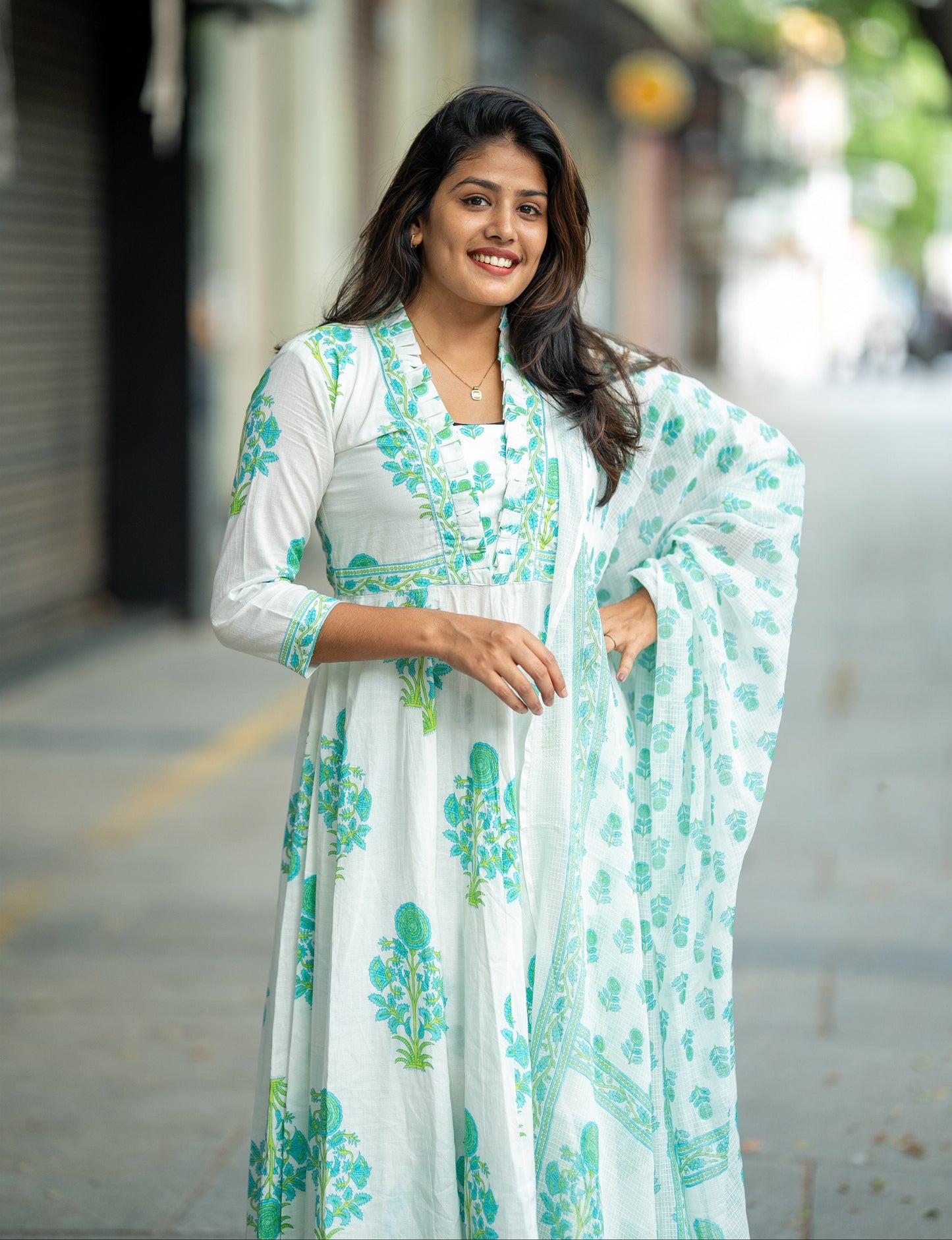 Nargis Mint Anarkali Suit Set