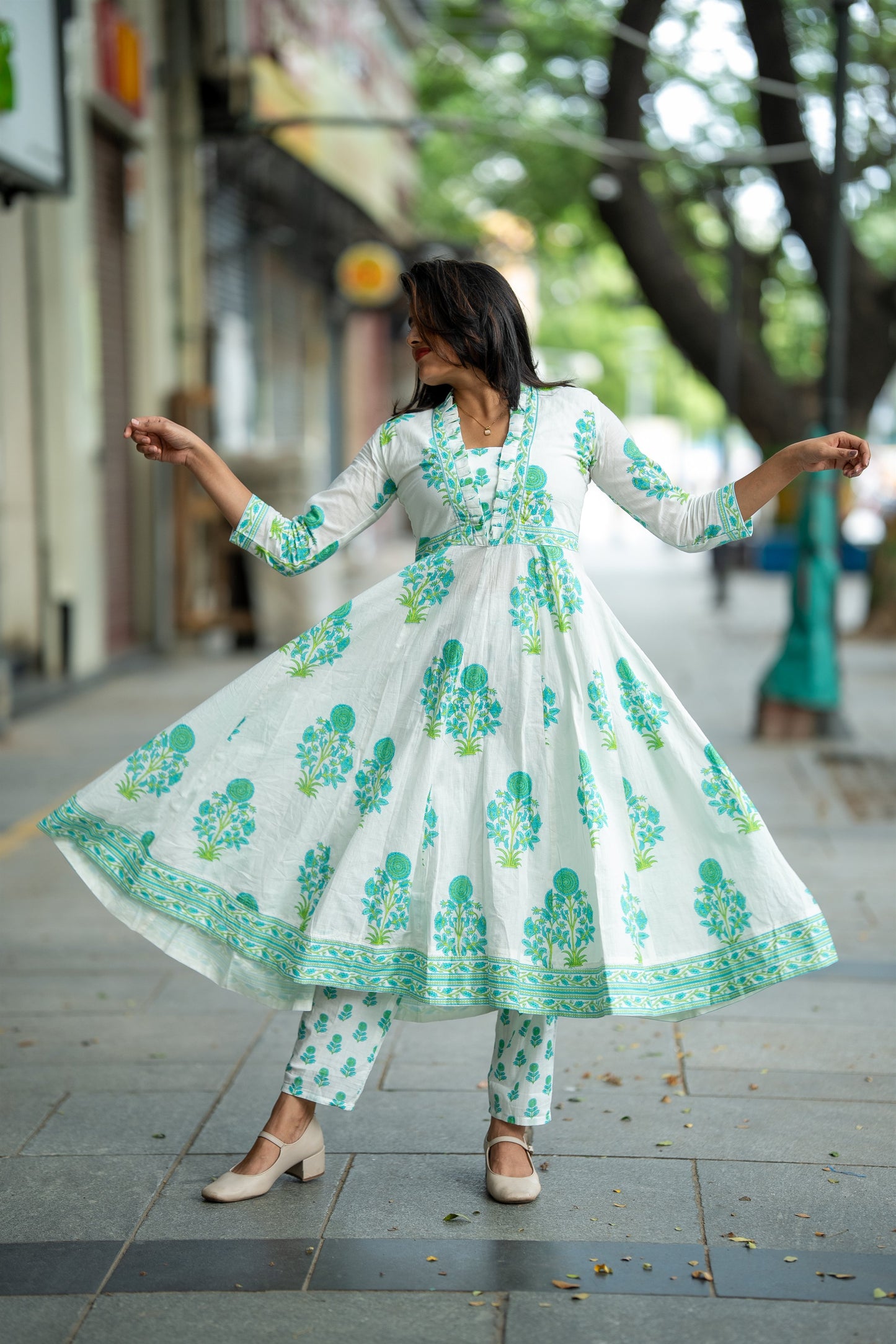 Nargis Mint Anarkali Suit Set