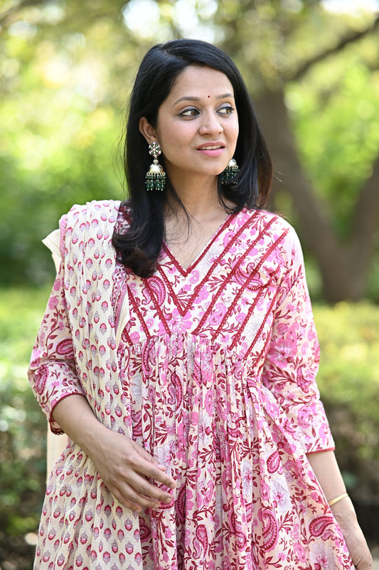 Anicham Alia Anarkali Cotton Suit Set