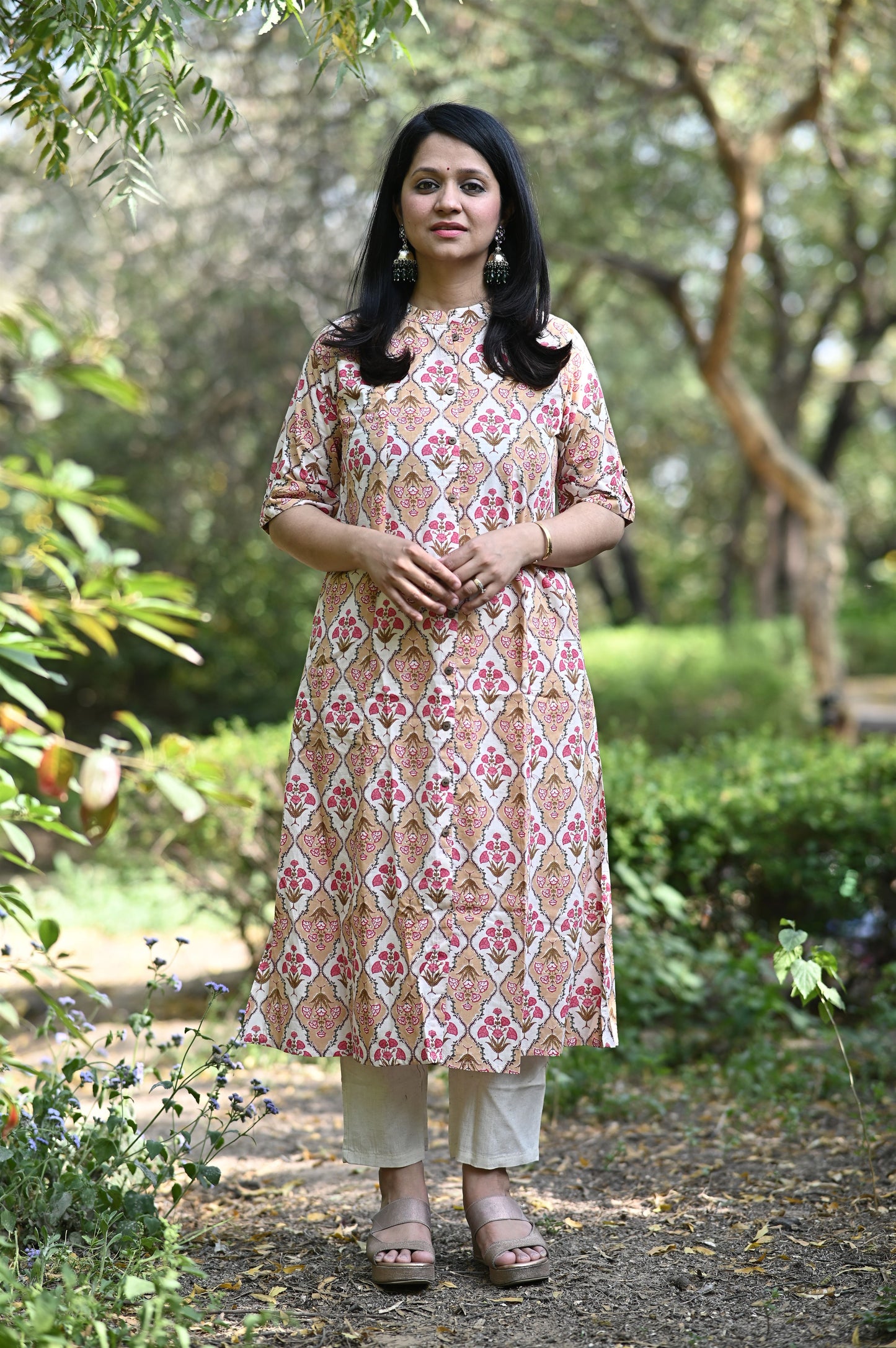 Esha Peach Cotton Kurti
