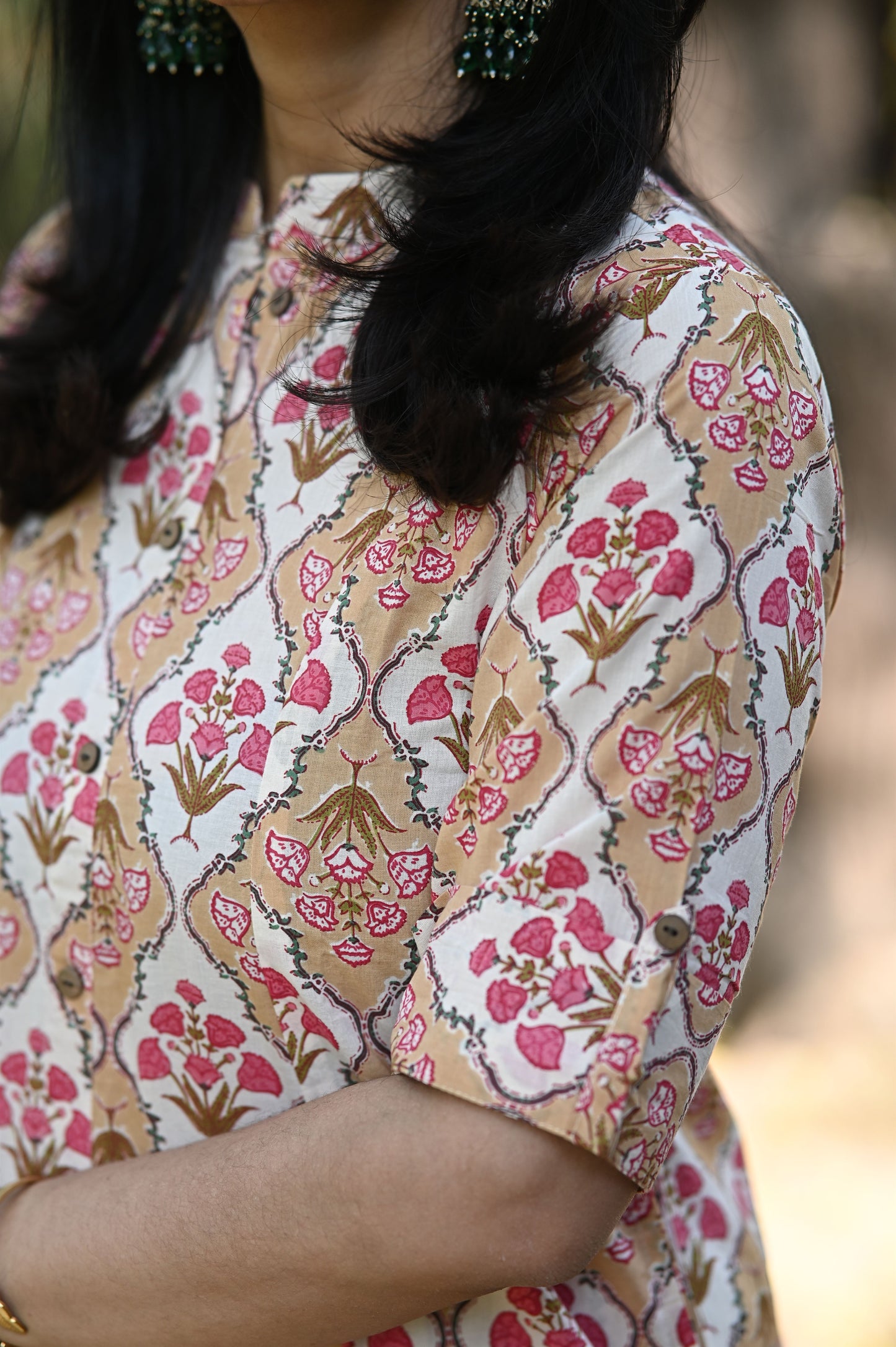 Esha Peach Cotton Kurti