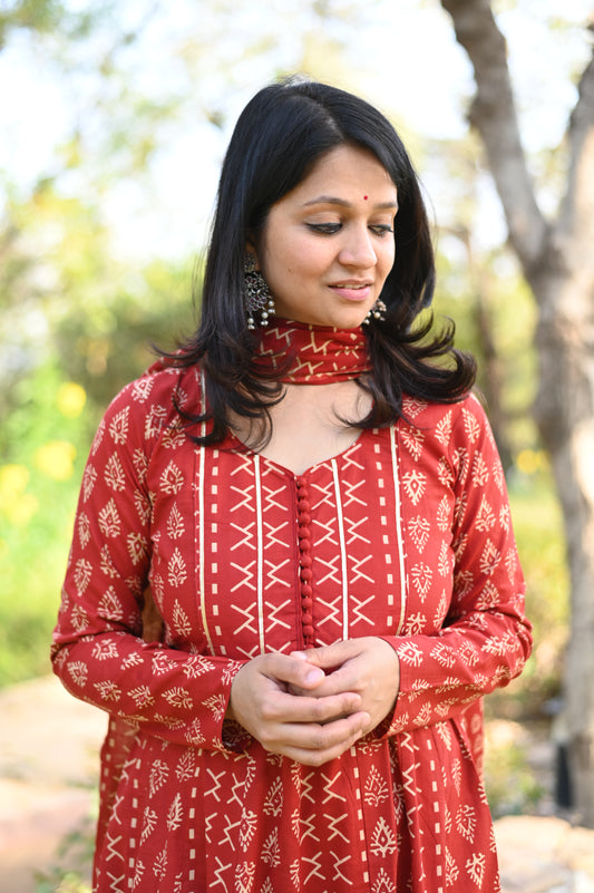 Marina Anarkali Cotton Suit Set