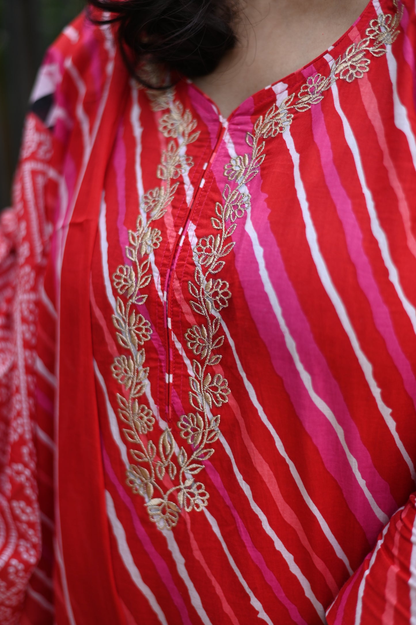 Red Lehariya Suit Set