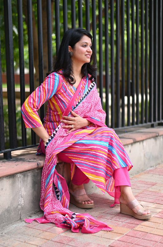 Multicolor Lehariya Suit Set