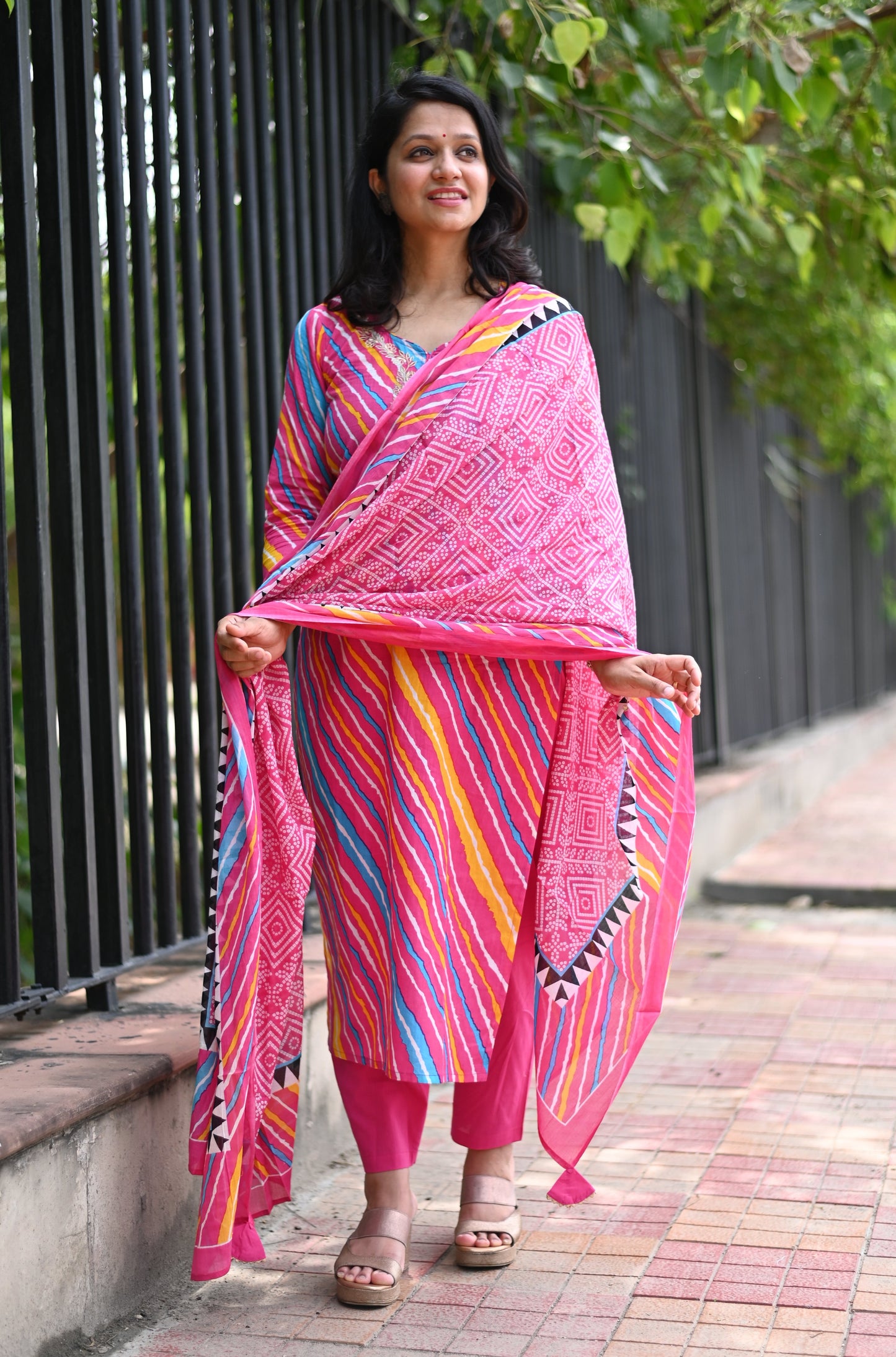 Multicolor Lehariya Suit Set