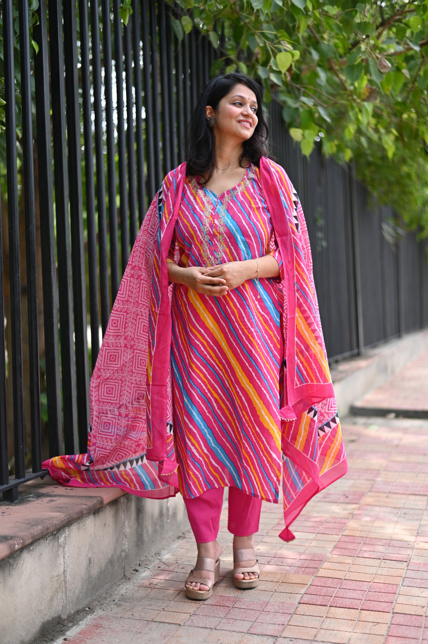 Multicolor Lehariya Suit Set