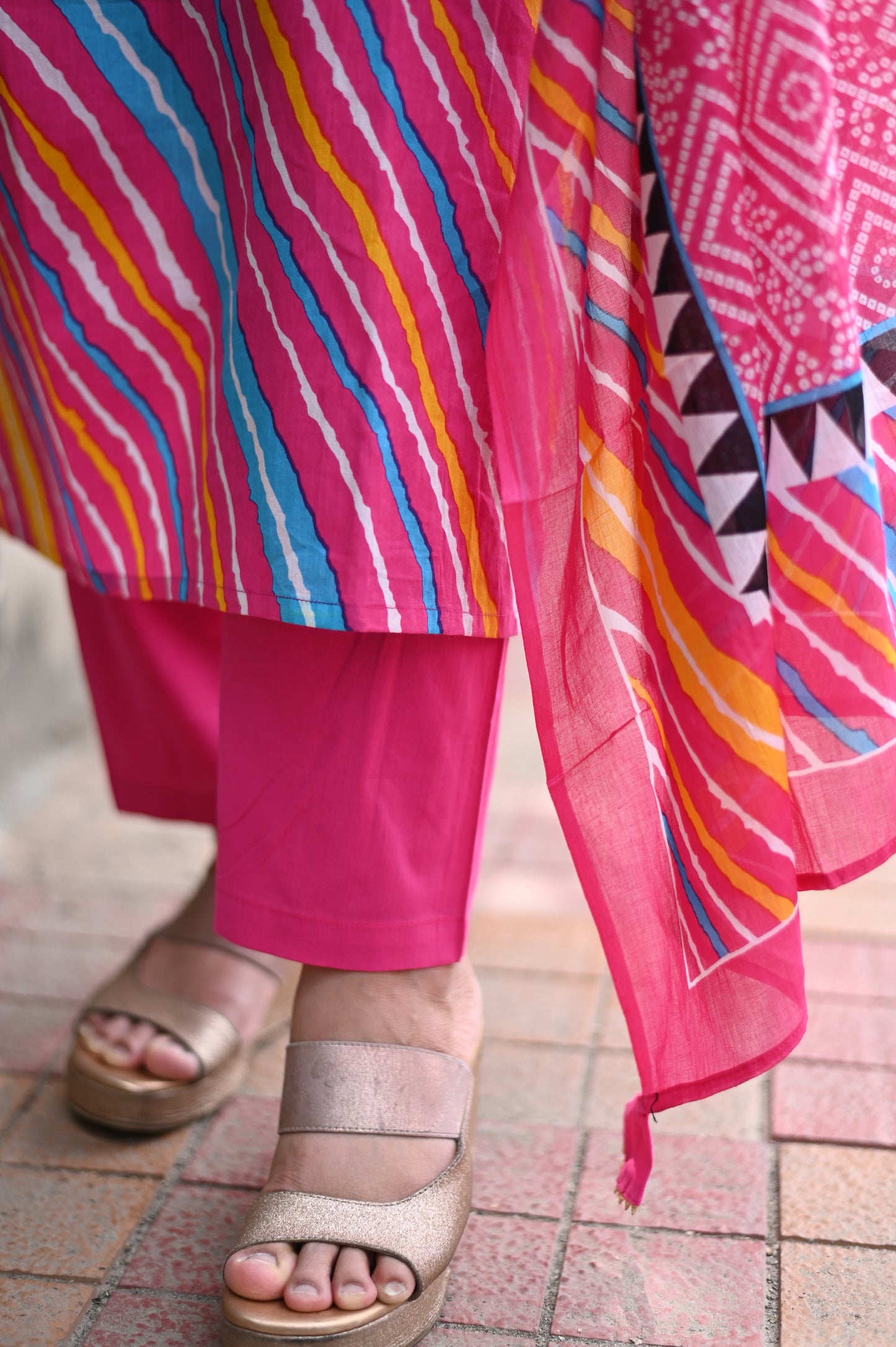 Multicolor Lehariya Suit Set