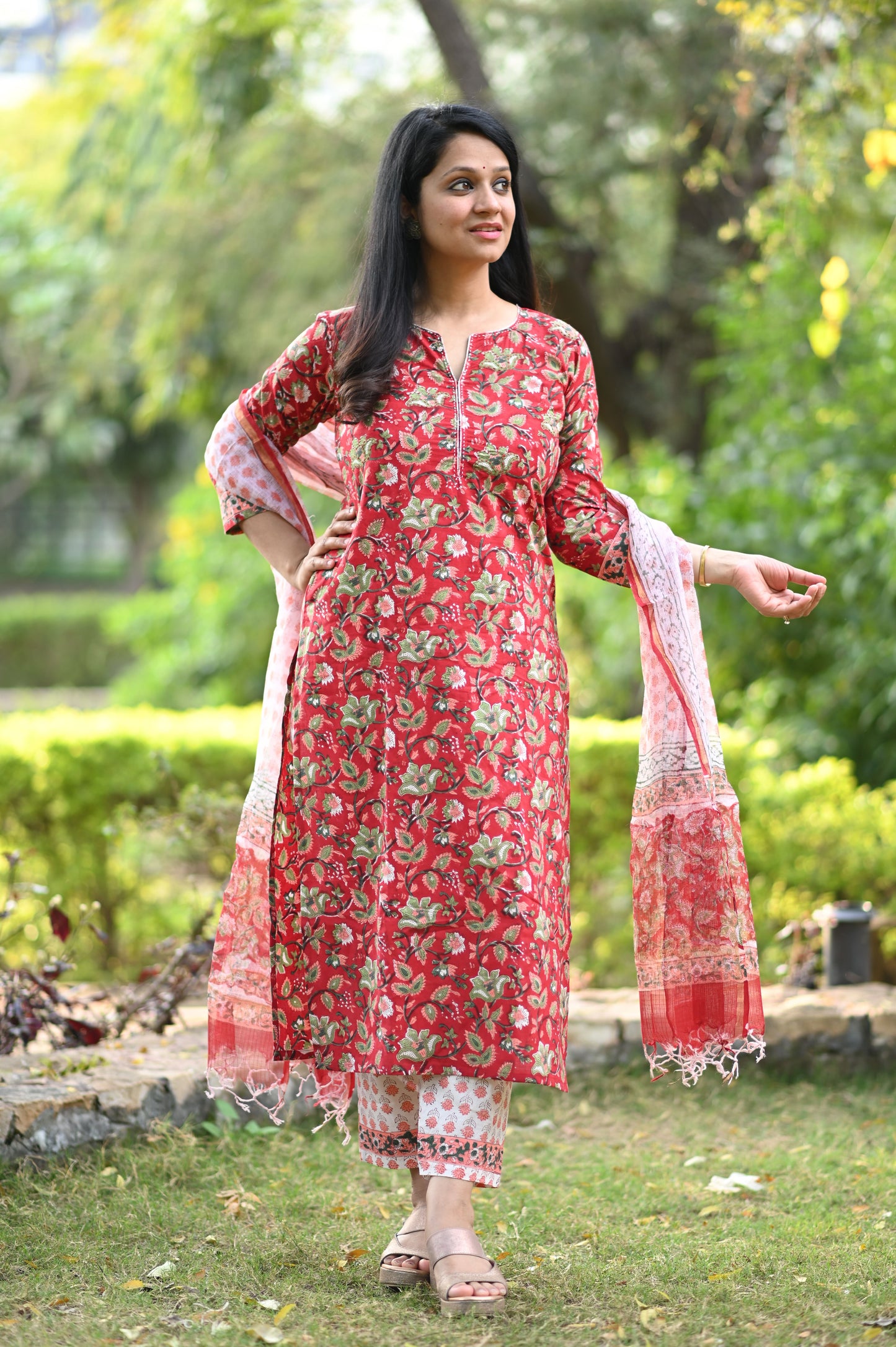 Mallika Hand Block Cotton Suit Set