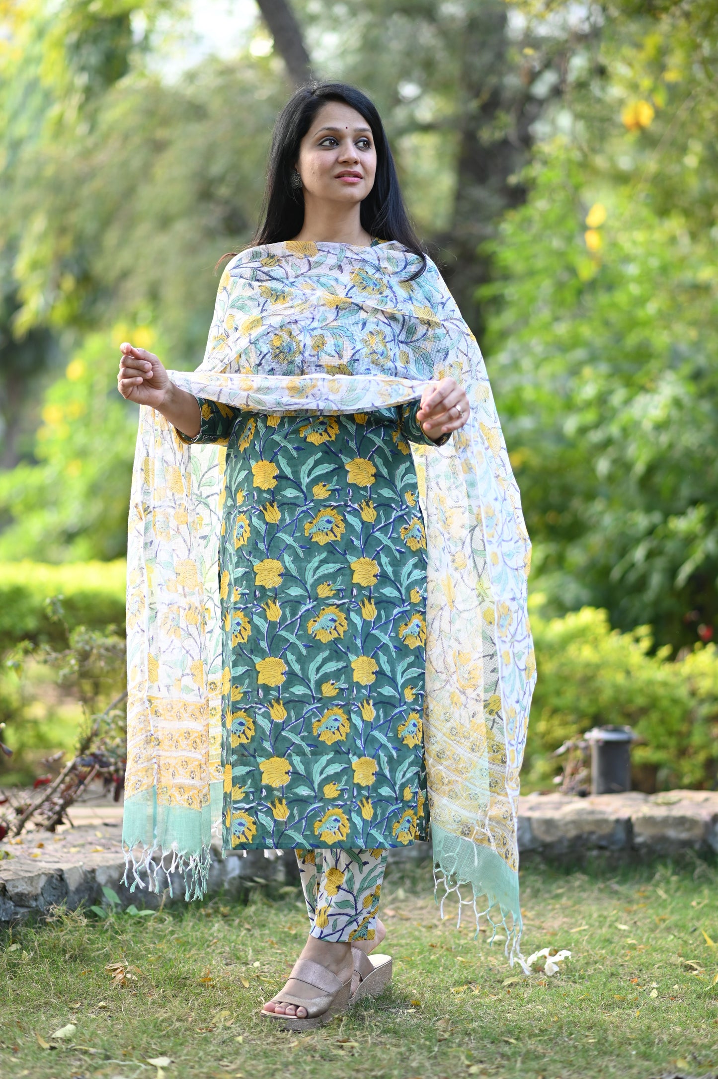 Harini Hand Block Cotton Suit Set