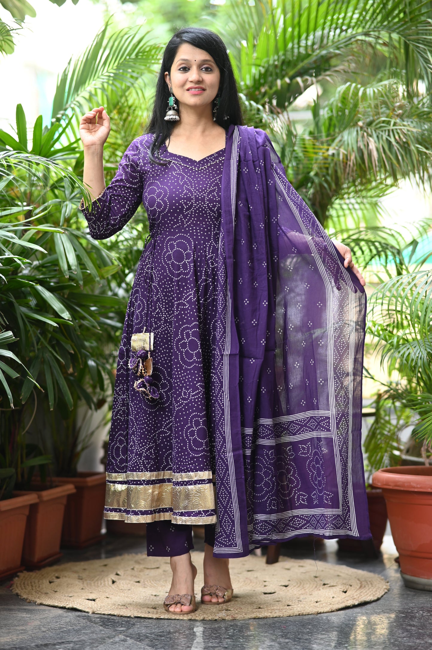 Gulbandh Bandhani Anarkali Suit Set