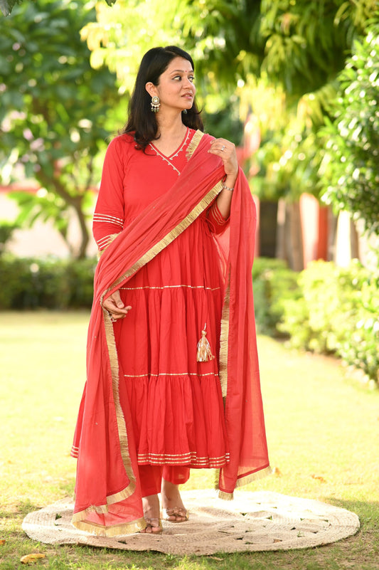 Jhoom Anarkali Cotton Suit Set