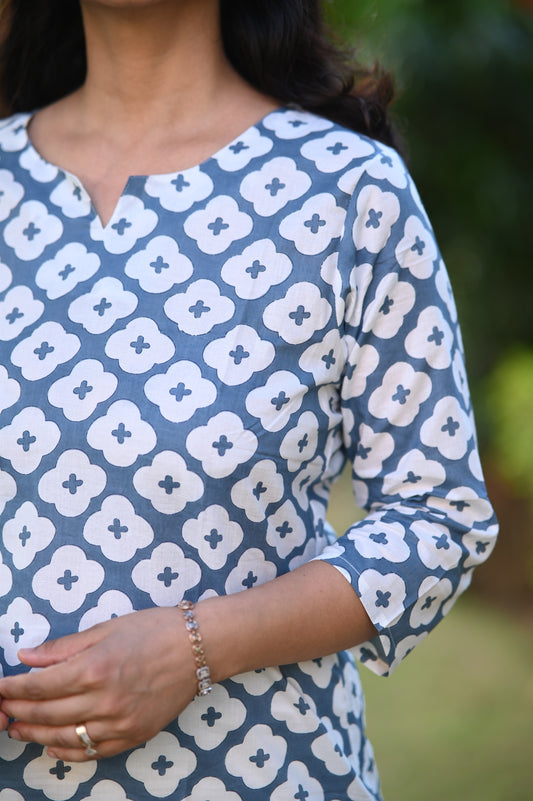 Azure Cotton Short Kurti