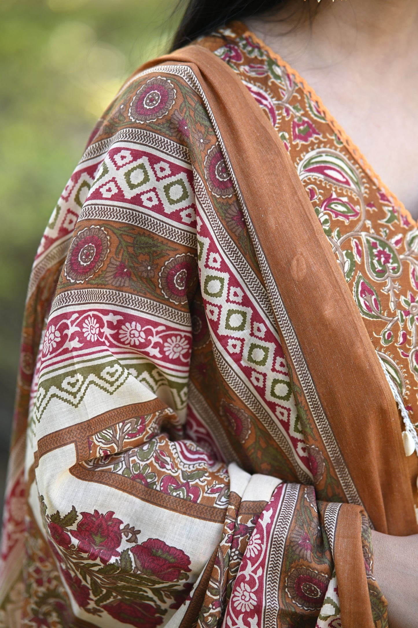 Gujrati Gold Cotton Suit Set