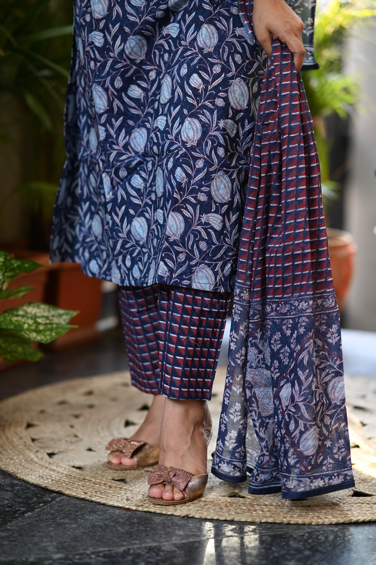 Kaashmi Blue Cotton Suit Set
