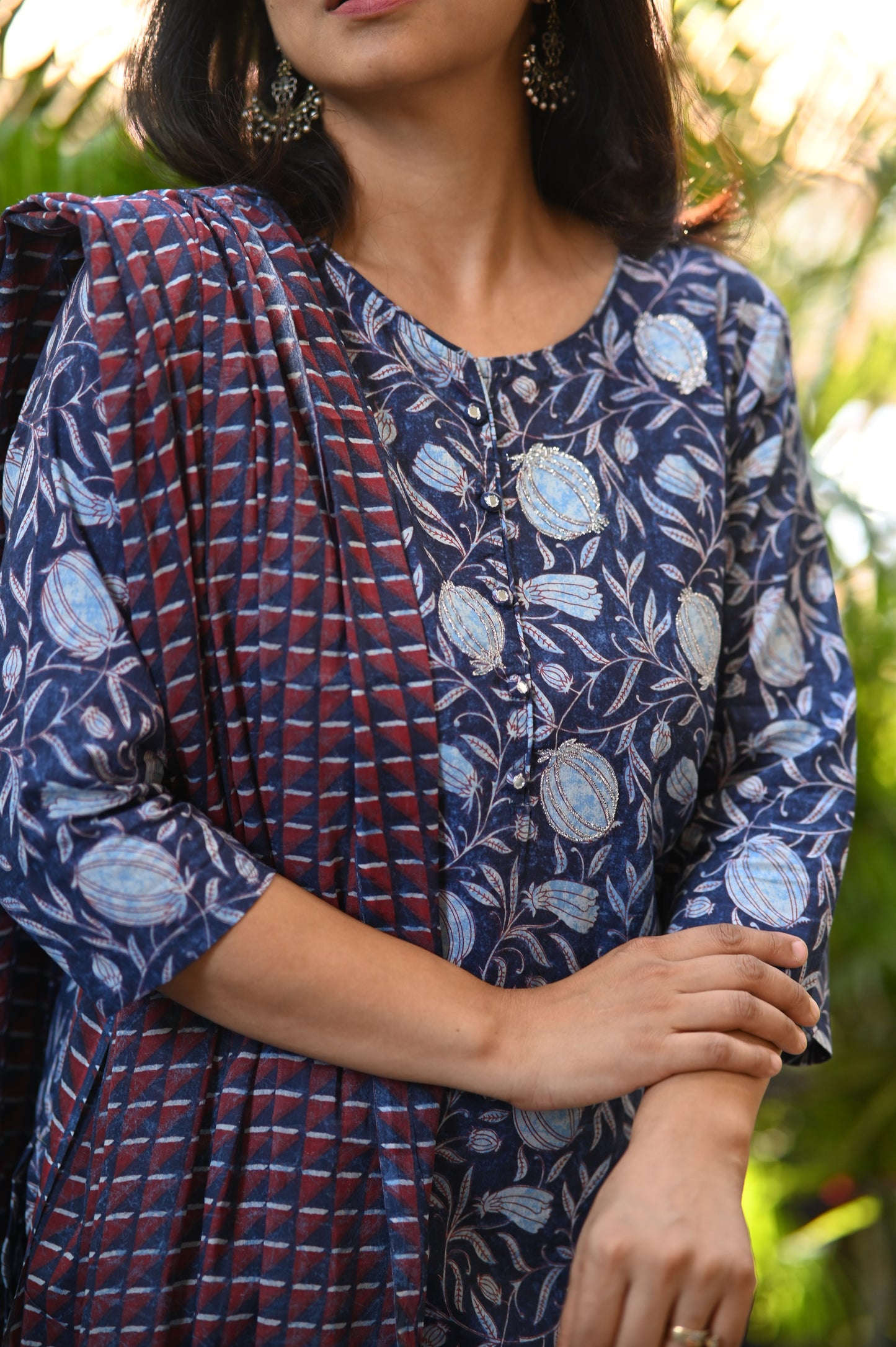Kaashmi Blue Cotton Suit Set