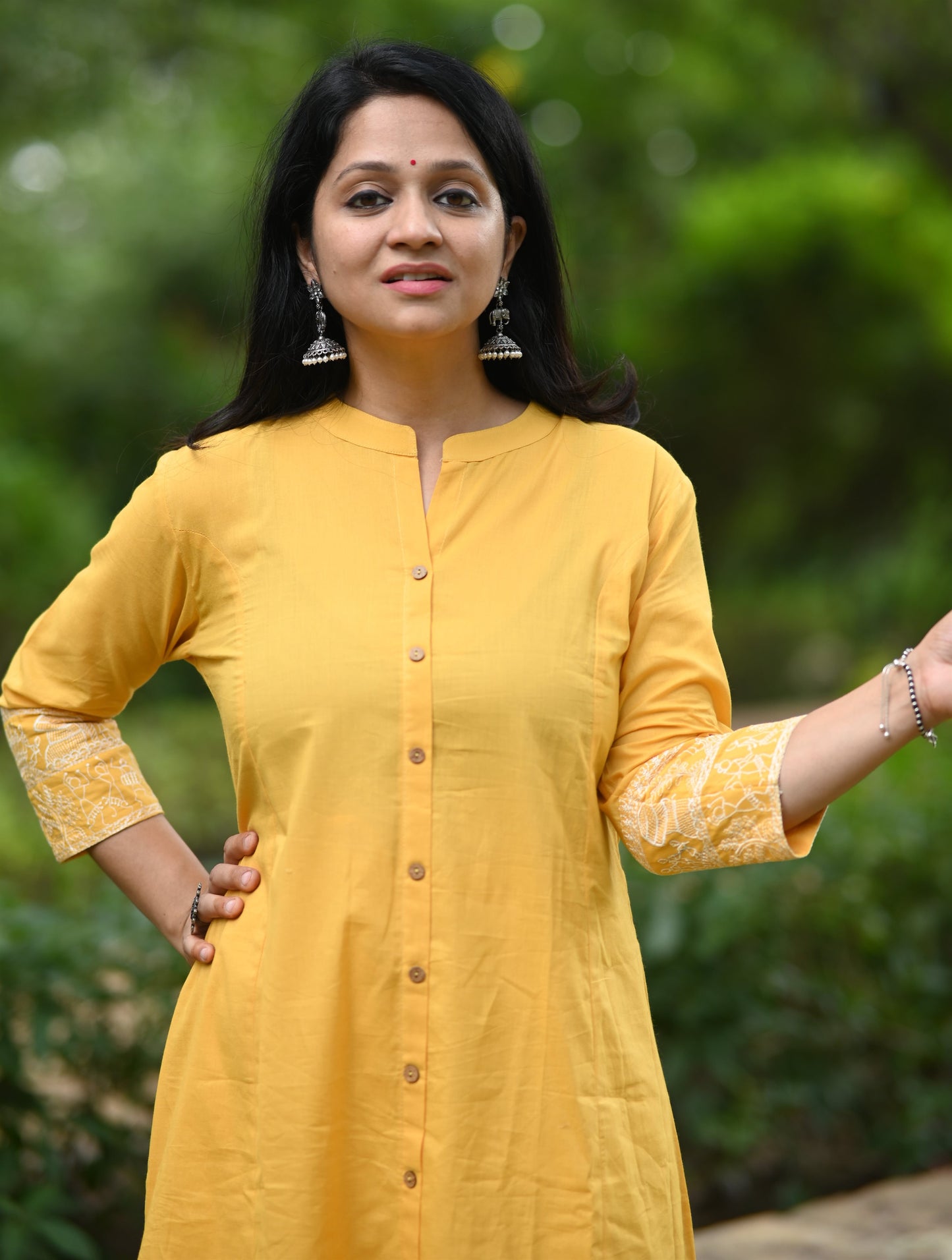 Yellow A-Line Cotton Kurta Pant set