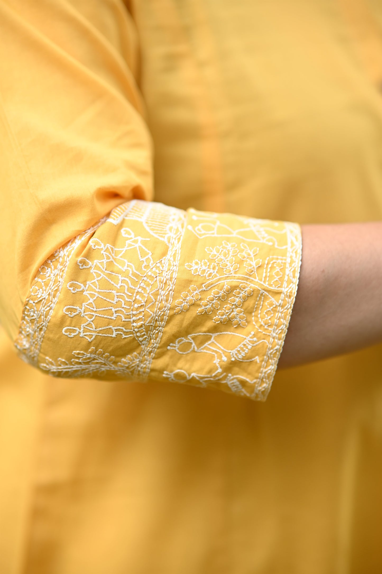Yellow A-Line Cotton Kurta Pant set