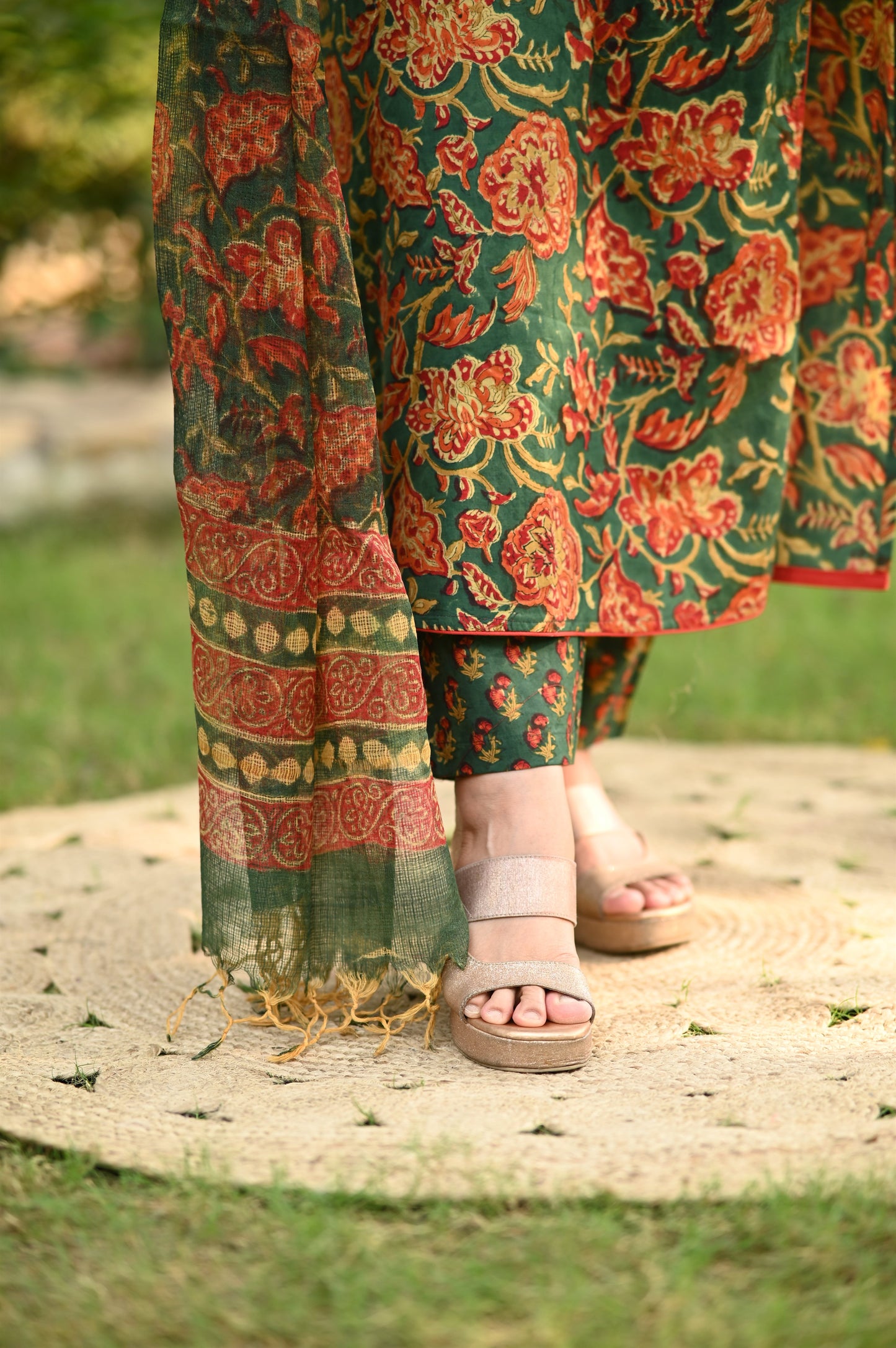 Mastaani A-Line Handblock Cotton Suit Set