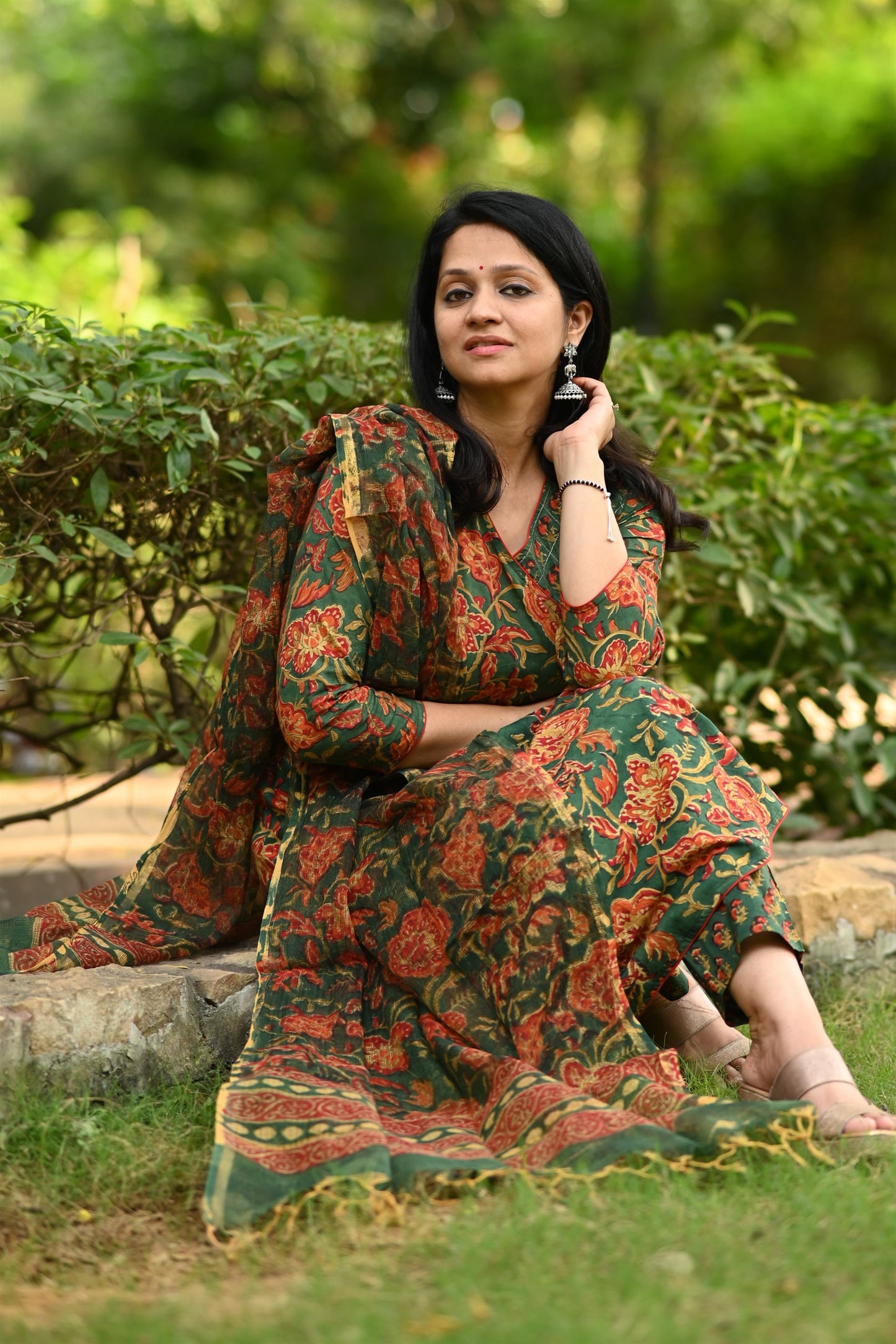 Mastaani A-Line Handblock Cotton Suit Set