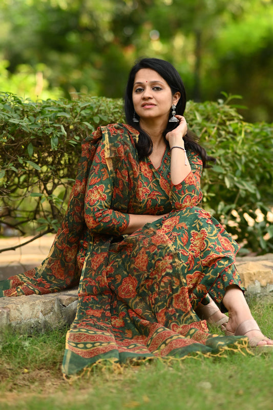 Mastaani A-Line Handblock Cotton Suit Set