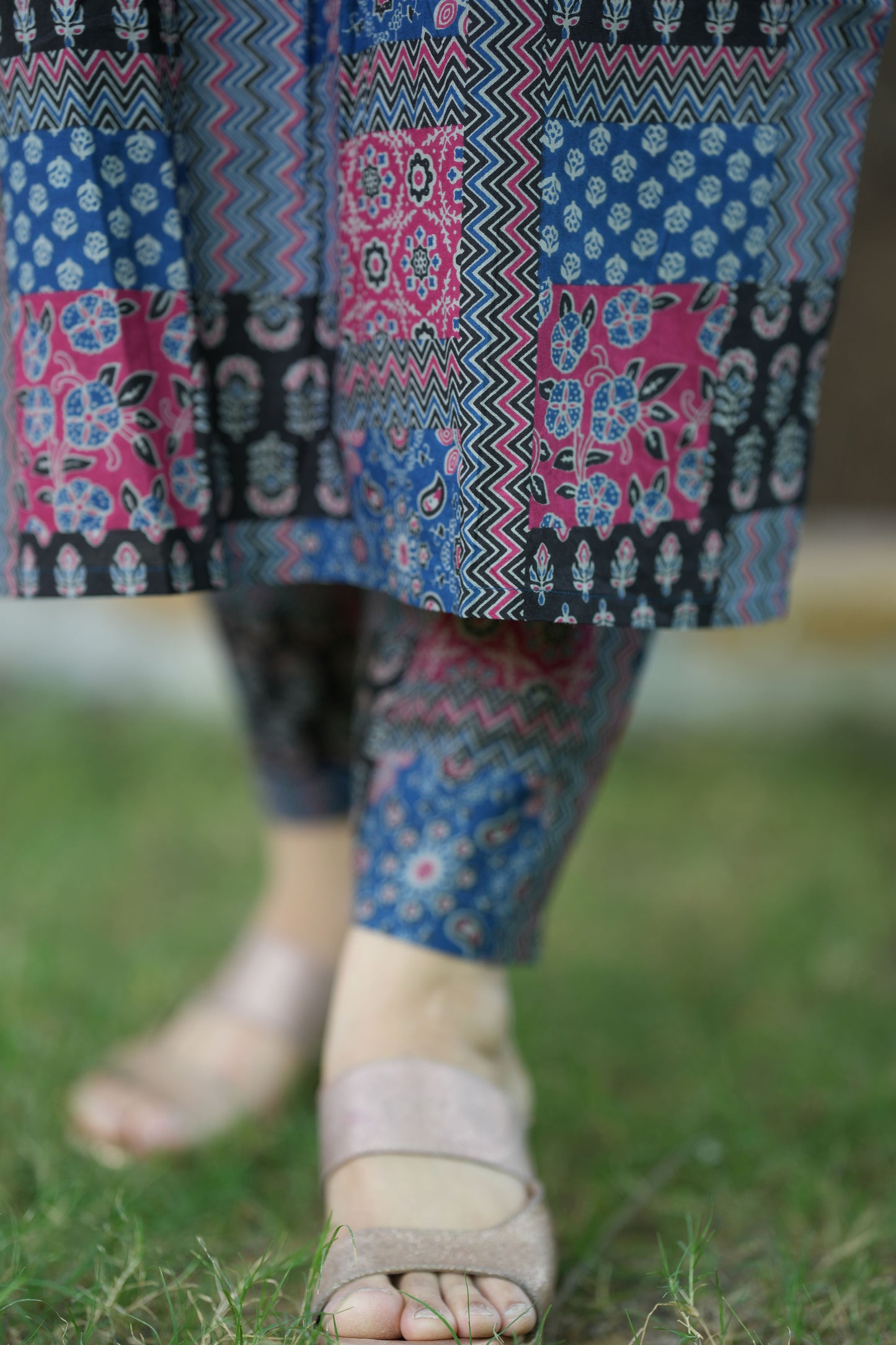 Blue Ajrakh Cotton Kurta pant Set