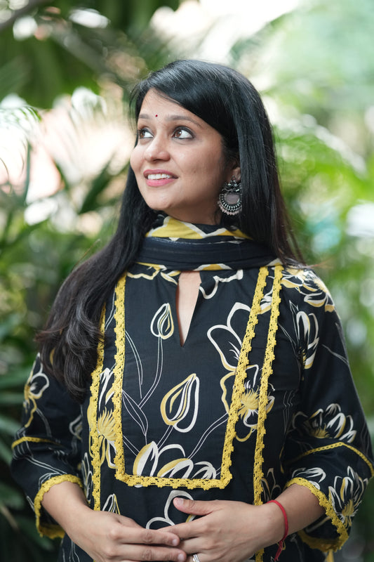 Yellow Aura Cotton Suit Set