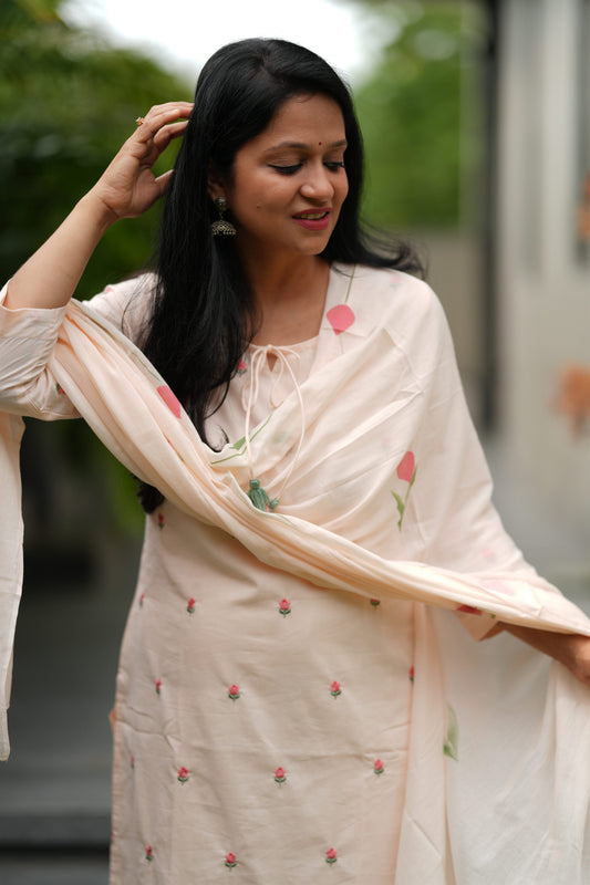 Kairavi Pink Floral Cotton Suit Set