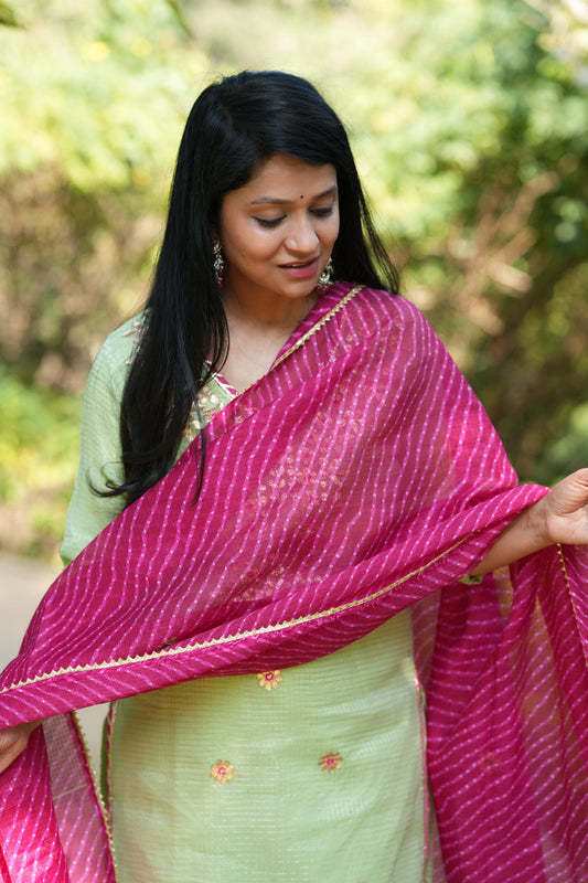 Pistachio Festive Charm Kota Doria Set