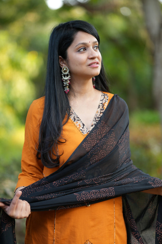 Mustard Kutch Patchwork Suit Set