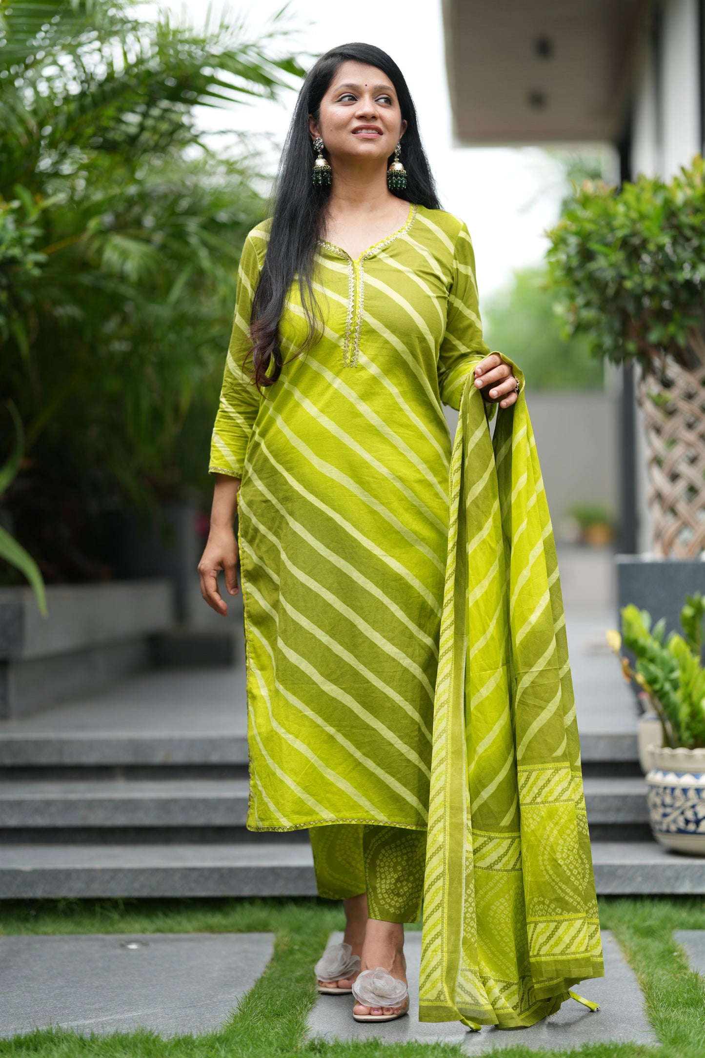 Hariyali Sawan Lehar Cotton Suit Set