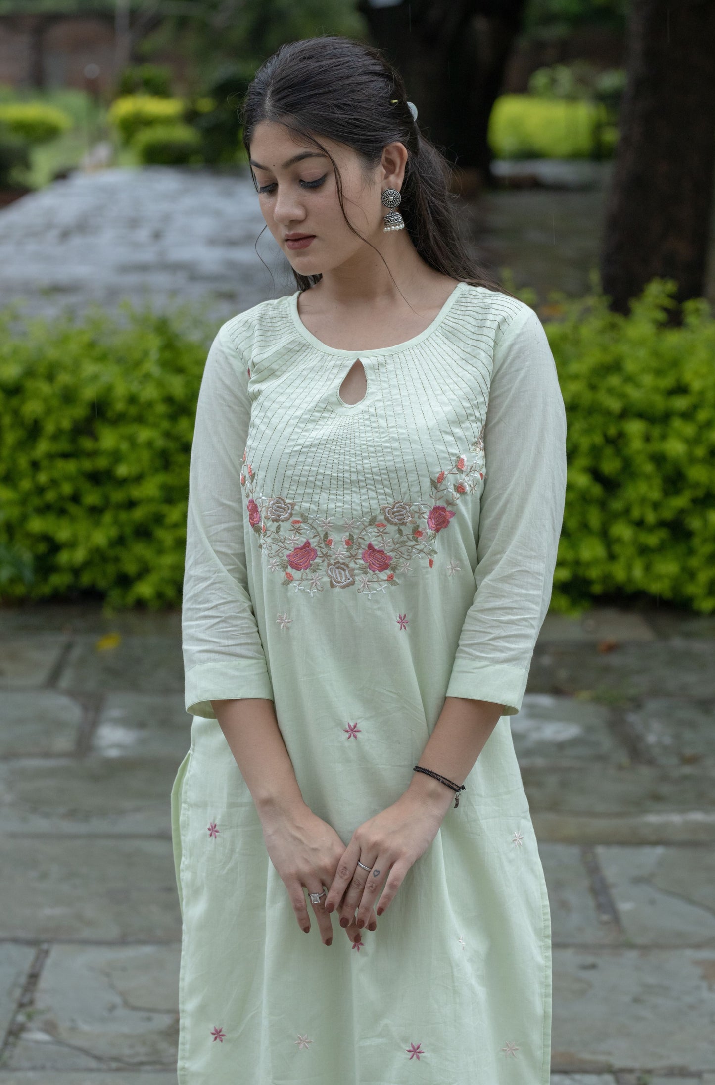 Mint Green Designer Embroidered Suit Set