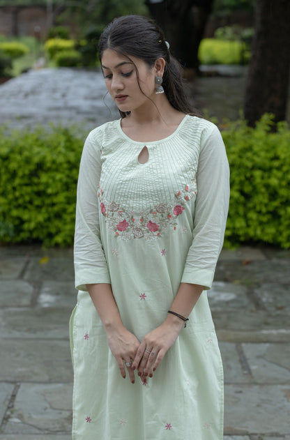 Mint Green Designer Embroidered Suit Set