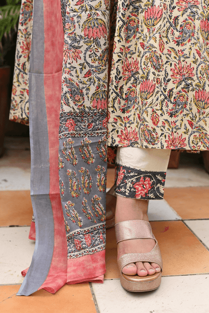 Cotton Handblock Alia Cut Suit Set