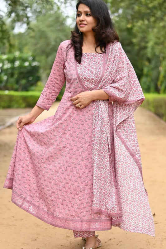 OP Cotton Anarkali Suit Set