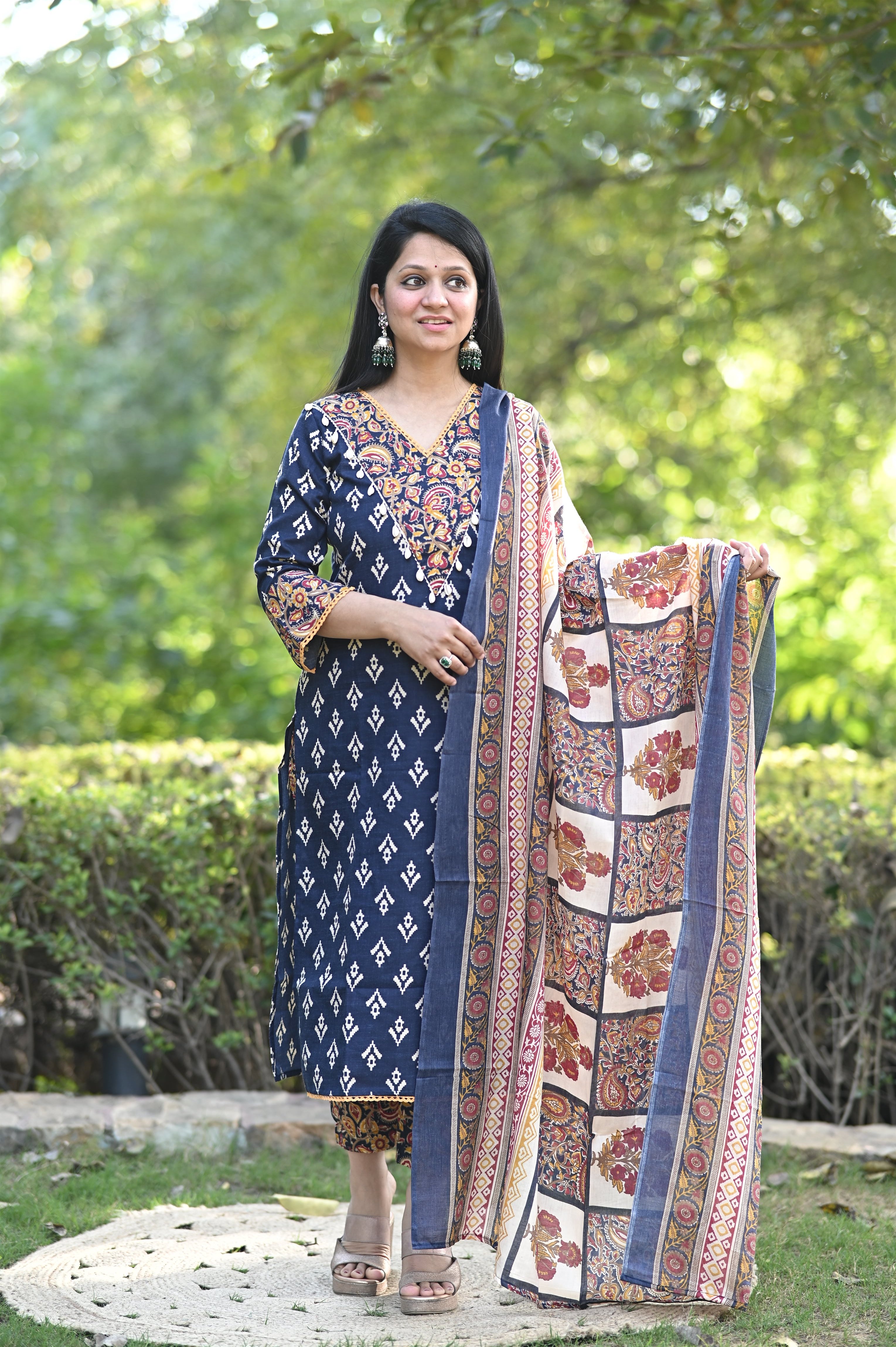 Blue cotton suit set