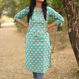 Sky cotton kurti