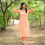 Orange Cotton Kurta Pant set