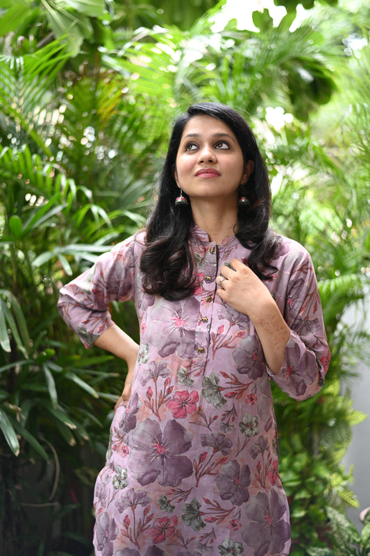 Rosy  muslin silk co-ord set