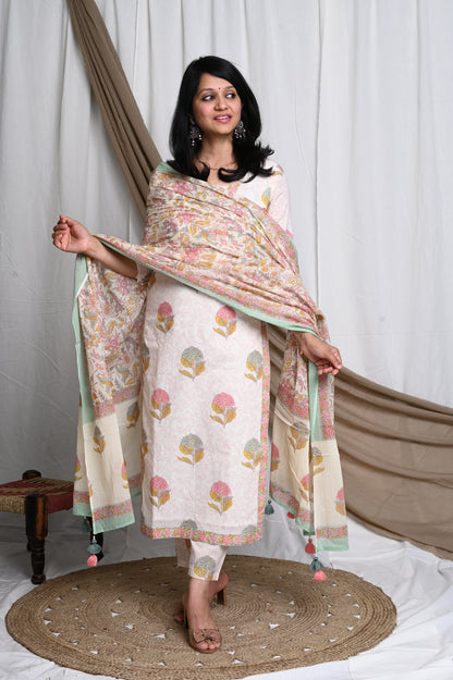 Noori Handblock Cotton Suit Set