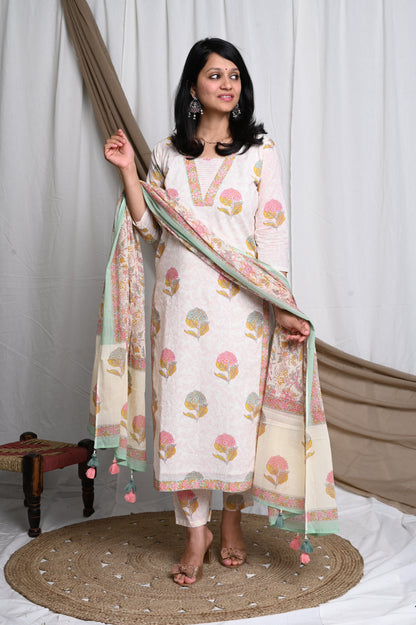 Noori Handblock Cotton Suit Set