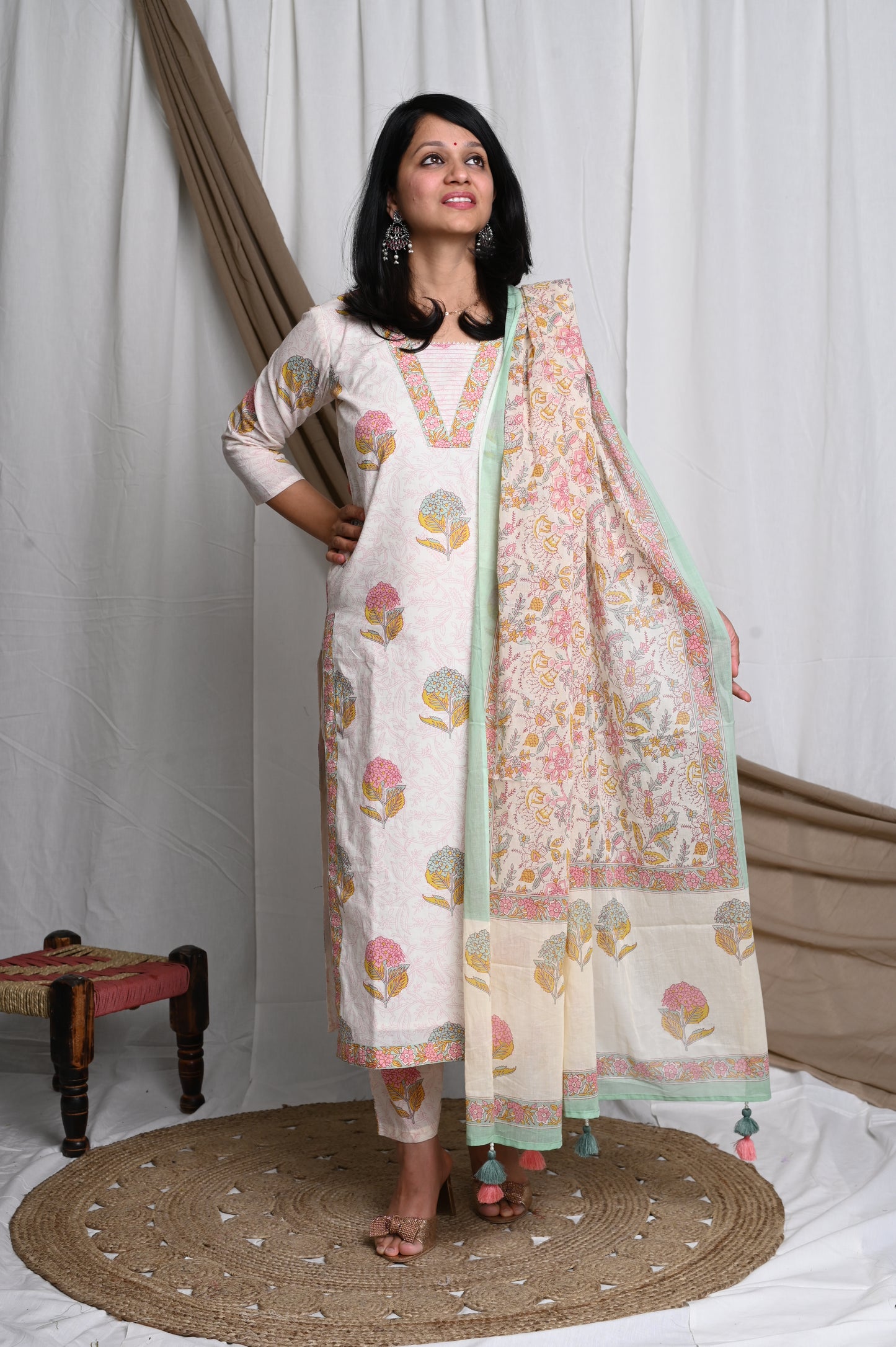 Noori Handblock Cotton Suit Set