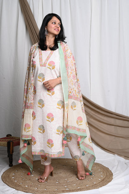 Noori Handblock Cotton Suit Set