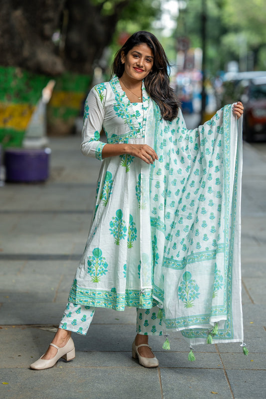 Nargis Mint Anarkali Suit Set