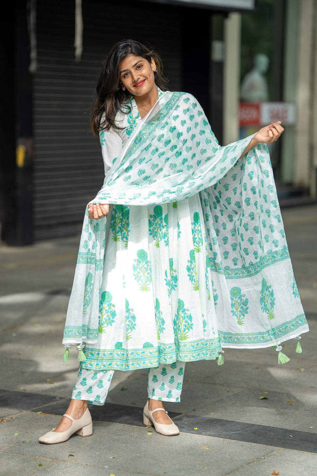 Nargis Mint Anarkali Suit Set