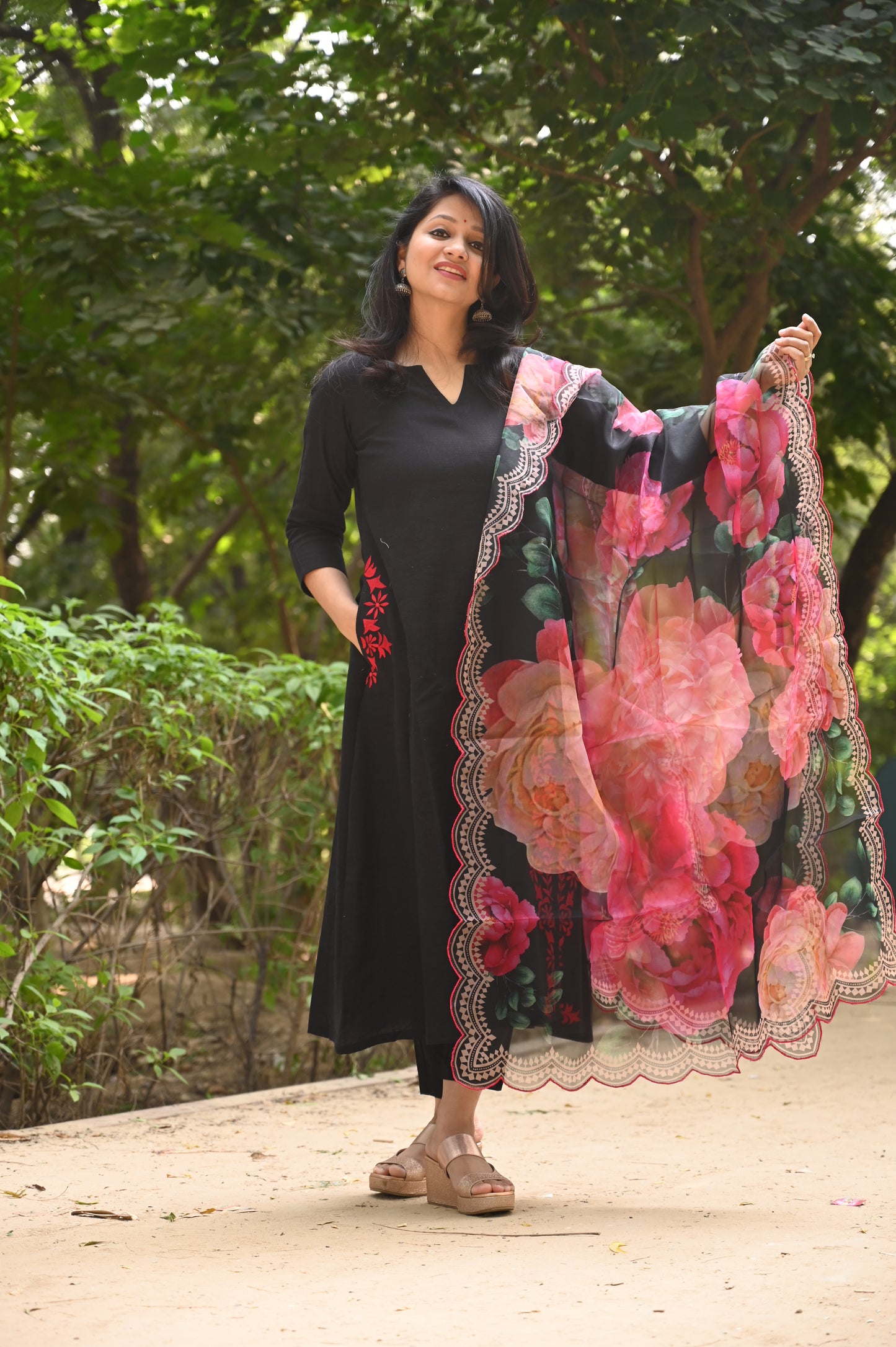 Cierra Black Side Slit Suit Set